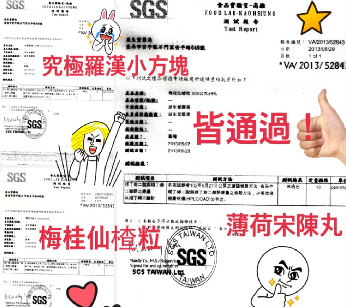 [檢驗報告!!! 仙楂粒ヽ小方塊，全數合格，皆未驗出順丁烯二酸]